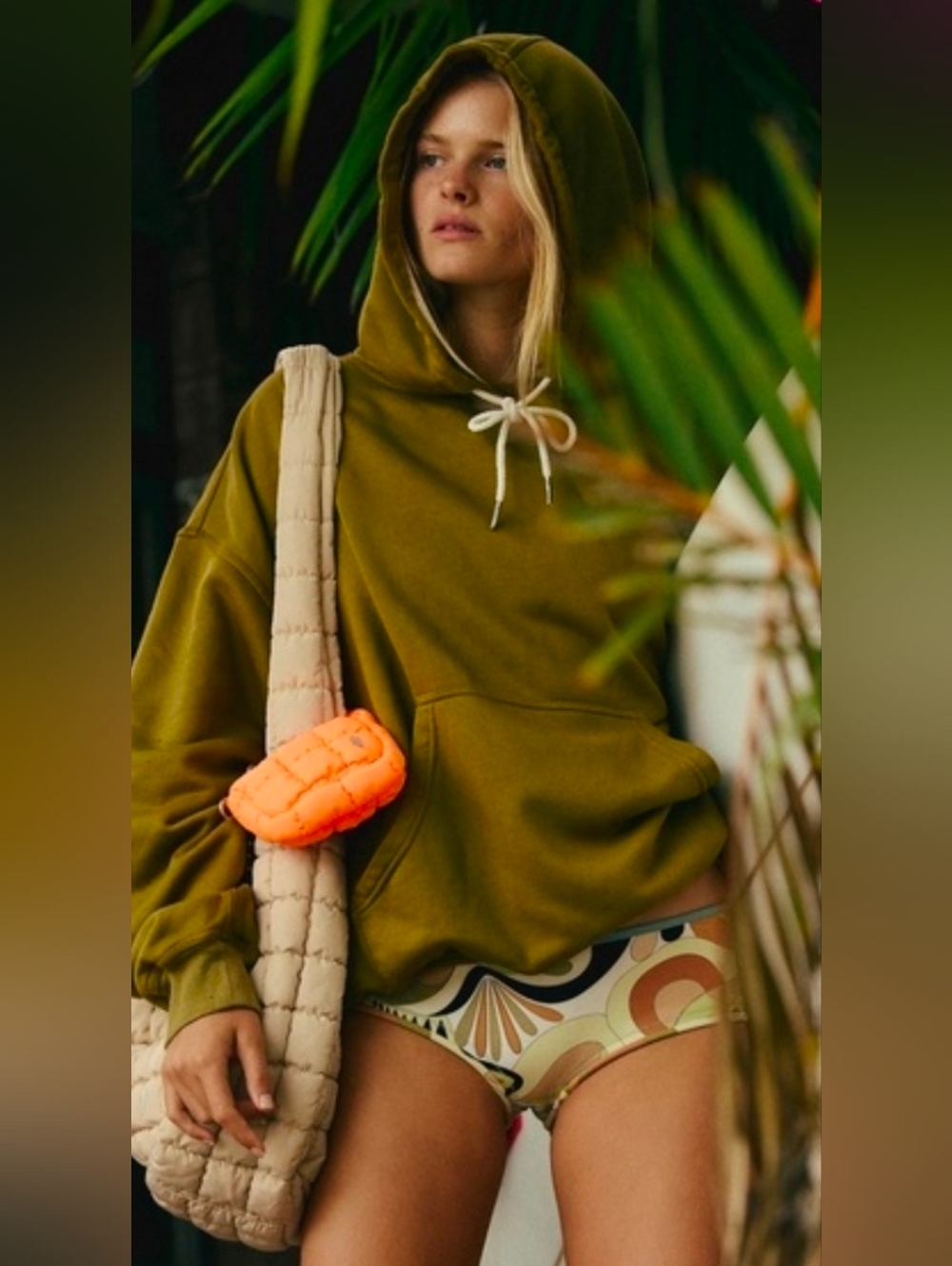 Free People Final Call  Hoodie In Martini Olive Sz Large Oversized Soldout NWT